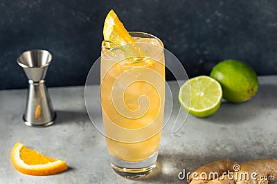 Cold Boozy Rum Anejo Highball Cocktail Stock Photo