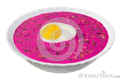 Cold borscht is traditional belarusian dish Stock Photo