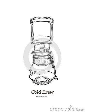 Cold brew. coffee maker hand draw vector. Vector Illustration
