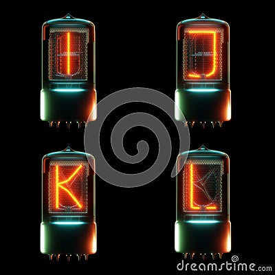 Cold cathode tube alphabet - letters I-L Stock Photo