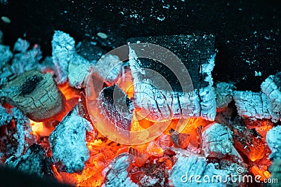 Cold colors of a burning coal Stock Photo