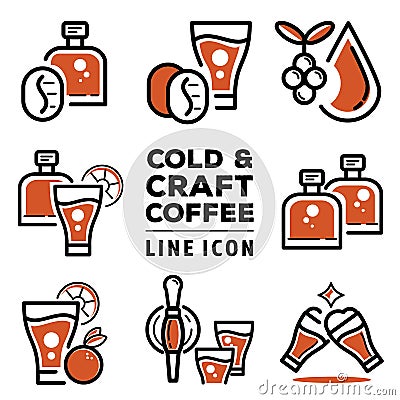 Cold and craft coffee line icon Vector Illustration