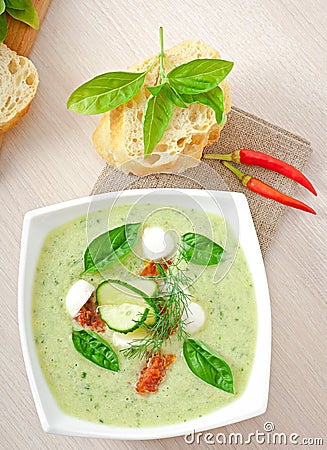 Cold cucumber soup Stock Photo