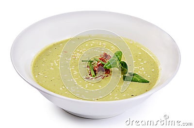Cold cucumber soup with sesame seeds Stock Photo