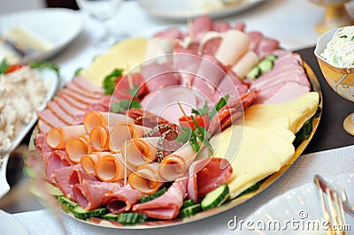 Cold cuts in a plate Stock Photo