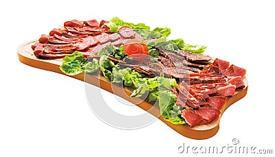 Cold cuts on plateau. Gourmet food. Stock Photo