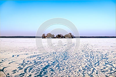 Cold day at the Steinhuder Meer. Winter on a german inland lake Stock Photo