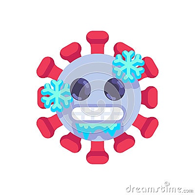 Cold Freezing emoticon flat icon Vector Illustration