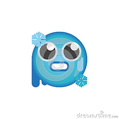 Cold freezing emoticon flat icon Vector Illustration