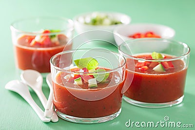 Cold gazpacho soup in glass Stock Photo