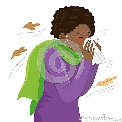 Cold girl. Season of colds. Vector graphics Stock Photo