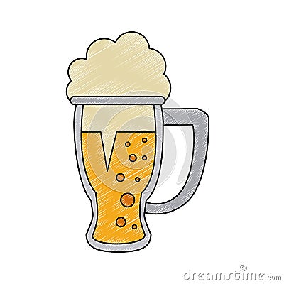 Cold glass beer scribble Vector Illustration