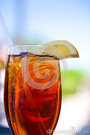 Cold Glass of Iced Tea Stock Photo