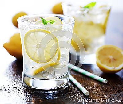 Cold glasses of fresh lemonade Stock Photo