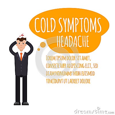 Cold, grippe, flu or seasonal influenza common symptom infographic. Vector Illustration