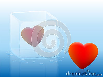 Cold Heart Ice Cube Vector Illustration