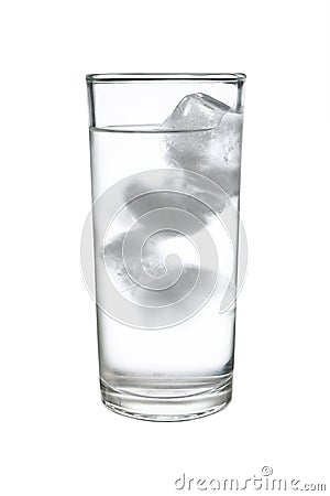cold iced water in highball or long drink glass isolated on whit Stock Photo