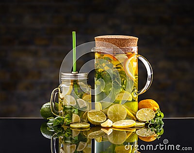 Cold lemon water Stock Photo