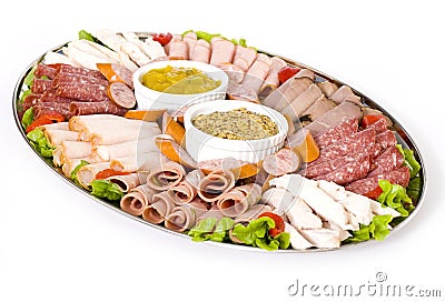 Cold Meat Catering Platter Stock Photo