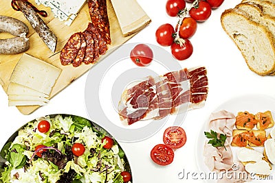 Cold meat and spanish curated ham Stock Photo
