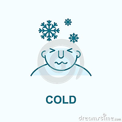 Cold on mind field outline icon Vector Illustration