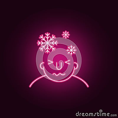 cold on mind icon. Elements of What is in your mind in neon style icons. Simple icon for websites, web design, mobile app, info Stock Photo