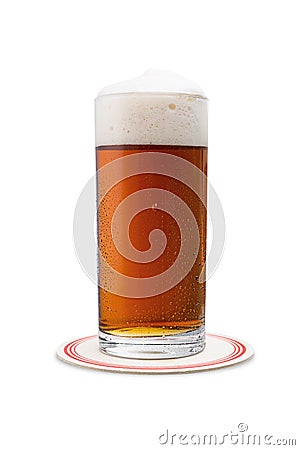 Cold oldbeer in a glass from Dusseldorf city on a beermat Stock Photo