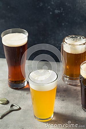 Cold Refreshing Assorted Craft Beers Stock Photo