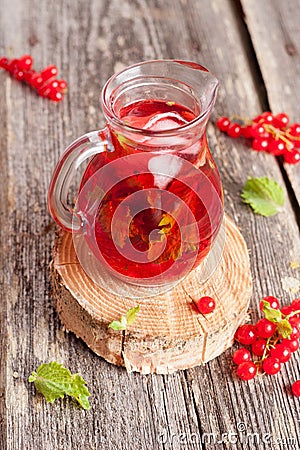 Cold Refreshing Berry Hibiscus Iced Tea with Mint Stock Photo