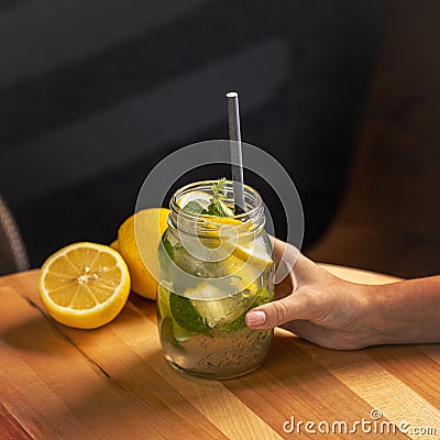 Cold and refreshing citrus fruit lemonade Stock Photo