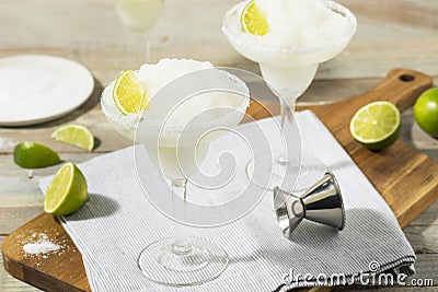 Cold Refreshing Lime Frozen Margarita Stock Photo