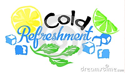 Cold Refreshment sticker in watercolor style Vector Illustration