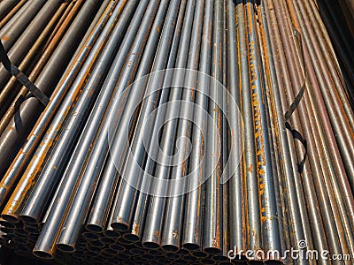 Cold rolled metal pipes Stock Photo