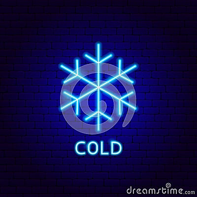 Cold Snowflake Neon Label Vector Illustration