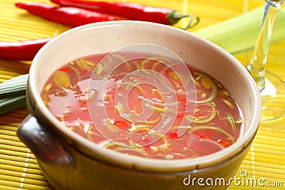 Cold soup made from pickled cabbage Stock Photo