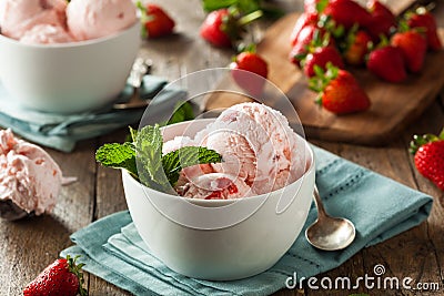 Cold Strawberry Ice Cream Stock Photo