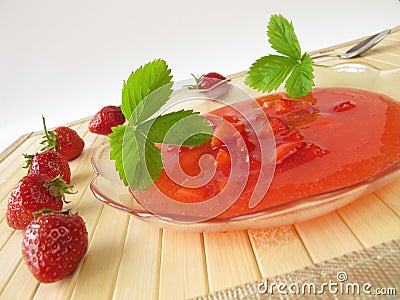 Cold strawberry soup Stock Photo