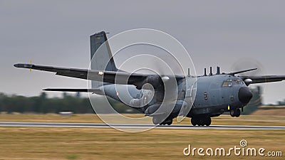 Cold war era military transport airplane takes off Editorial Stock Photo