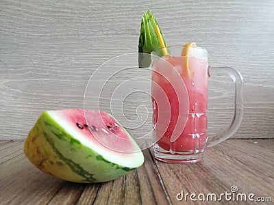 Cold Water Melon Juice in Summer for thirst-quenching.. Stock Photo