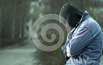 Cold weather and hobo Stock Photo