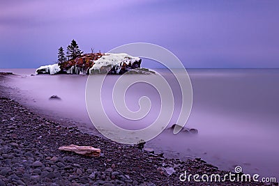 Hollow Rock Winter Stock Photo