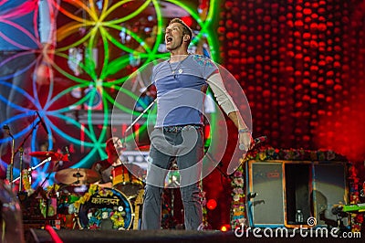 Coldplay in concert at Hard Rock Stadium in Miami Editorial Stock Photo