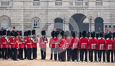 Coldstream Guards at the Trooping the Colour, military ceremony at Horse Guards Parade, London, UK. Editorial Stock Photo