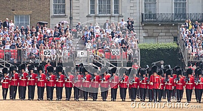 Coldstream Guards at the Trooping the Colour, military ceremony at Horse Guards Parade, London, UK. Editorial Stock Photo