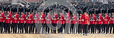 Coldstream Guards at the Trooping the Colour, military ceremony at Horse Guards Parade, London, UK. Editorial Stock Photo