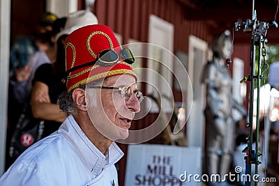 Coldwater, Ontario Canada - Aug 6, 2016 : man walking around at the annual steampunk festival Editorial Stock Photo