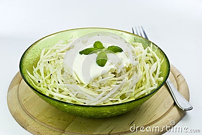 A cole cream salad with caper and pepper-cutted Stock Photo