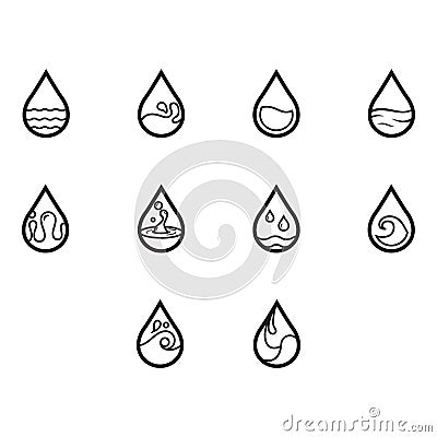 water icon set Vector Illustration