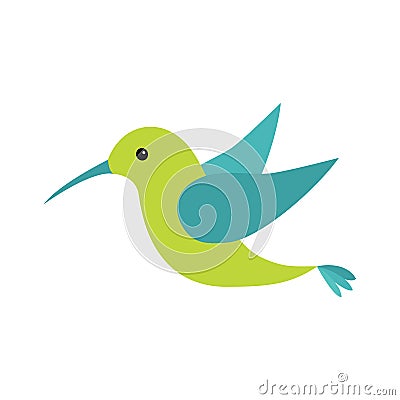 Colibri bird icon. Cute cartoon character. Hummingbird logo. Vector Illustration