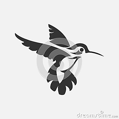 Colibri or humming bird icons. Vector isolated set of flying birds with spread flittering wings,EPS 8,EPS 10 Vector Illustration